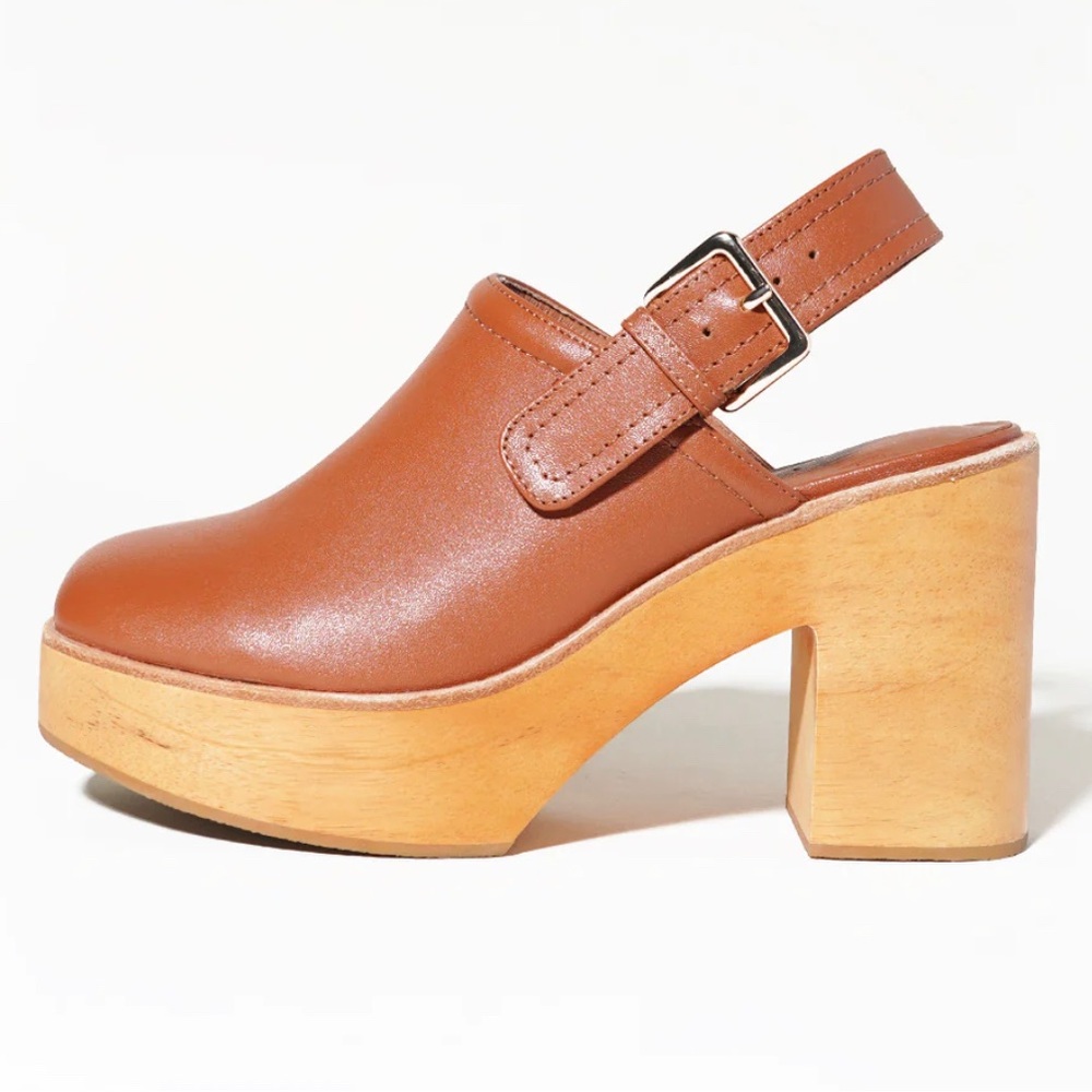 Charlotte Stone Bonnie Sling Back Clog in Luggage Size 7